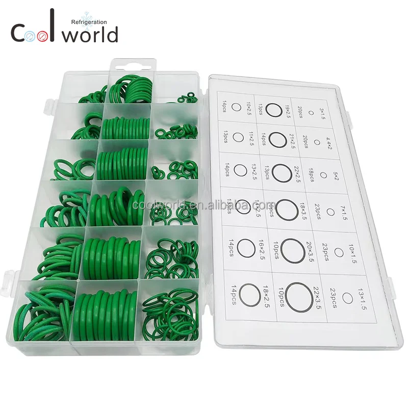 18 sizes 279pcs assortment NBR green rubber o ring kit