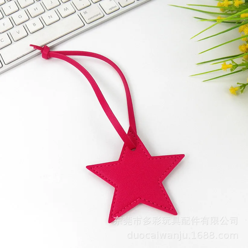 New  leather Tags embossed hang tag with cars hang tag five-pointed star keyholder keychains car key chain  bag charm