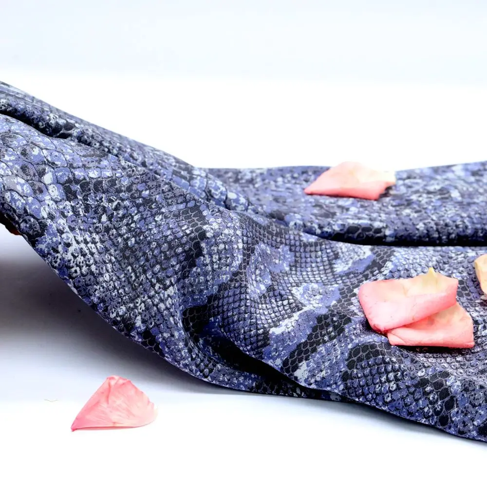 italian silk stock fabric 100% pure silk clothes fabric snake pattern shantung silk fabric printed