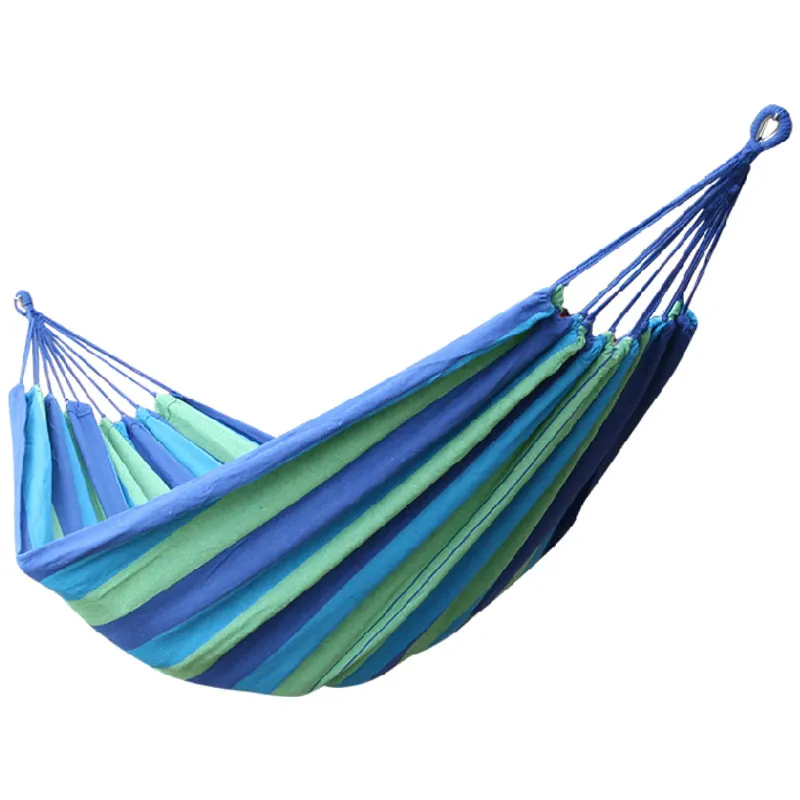 2024 New Outdoor Ultralight Portable Beach Garden Canvas Fabric Sleeping Striped Swing Hammock Tent