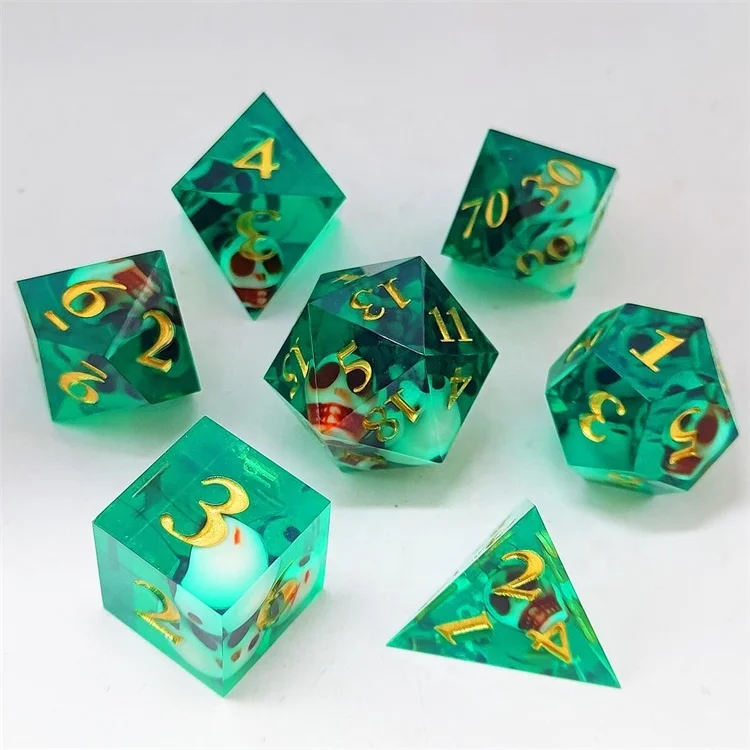 Halloween Gift Cool Red Skulls Polyhedral DND Dice Resin Set D20 Bulk Wholesale