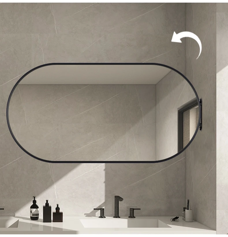 Wall oval framed Adjustable Mirror Foldable Bathroom Mirror rotating makeup Telescopic corner Mirror With Folding Stretch Arm