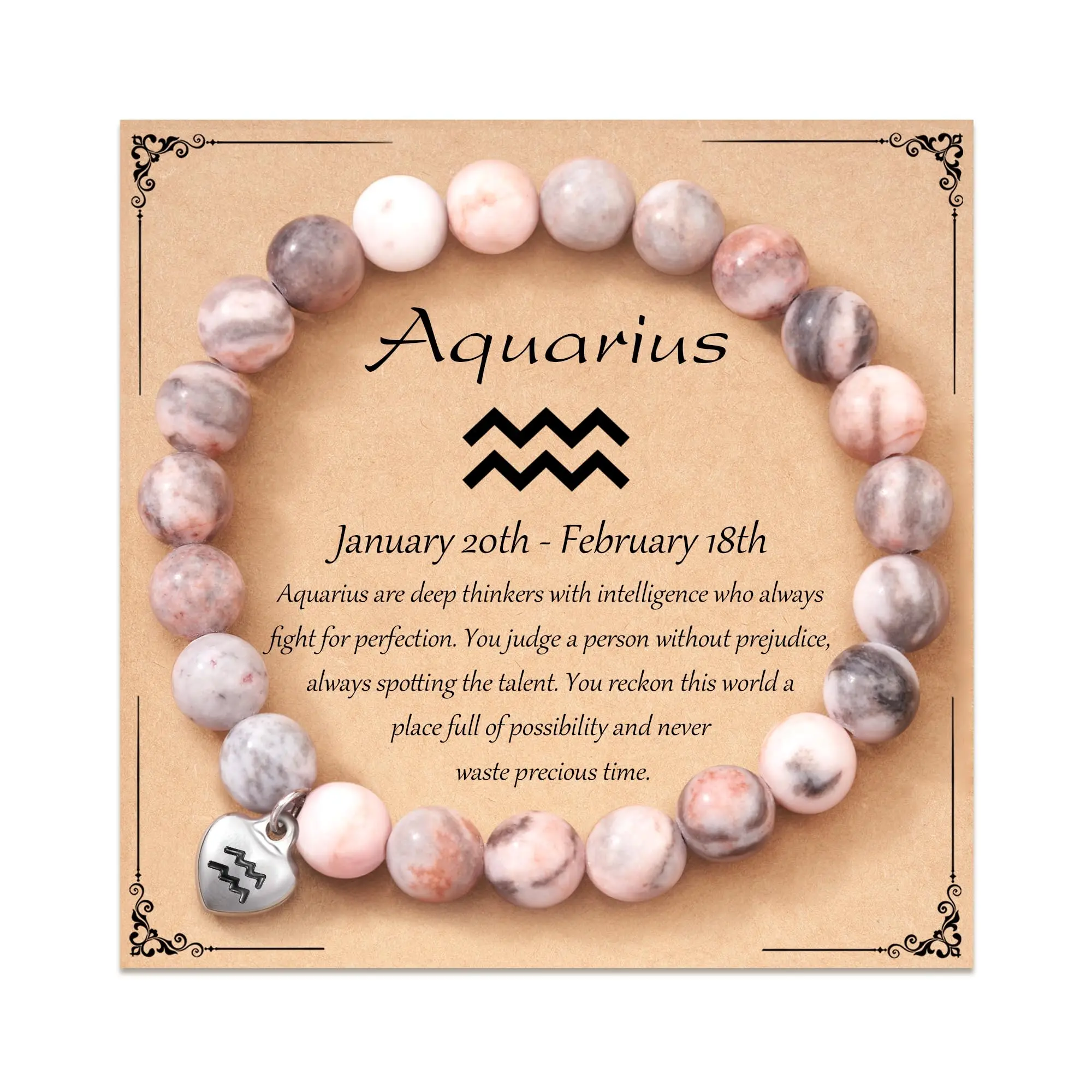 Custom 12 Zodiac Bracelet for Women Girls Horoscope Constellation Natural Stone Unique Birthday Gift