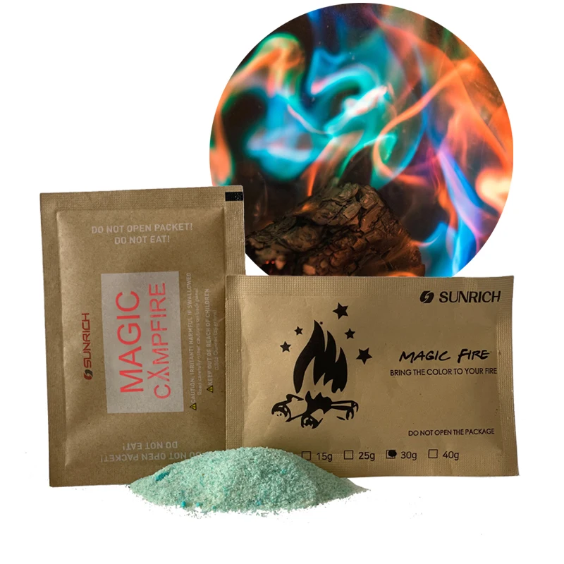 Sunrich Factory price Flame Color Changing Powder Colorful Flames Fire Flame Colorant Magic Fire Powder Mystical Fire