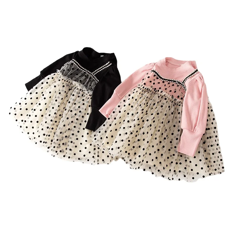 2022 Spring Children Dress Lovely Dots Kids Girls Princess Party Dress