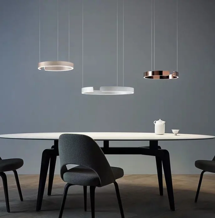 LED Ring Circle Pendant modern stainless steel ring chandelier for ding room restaurant