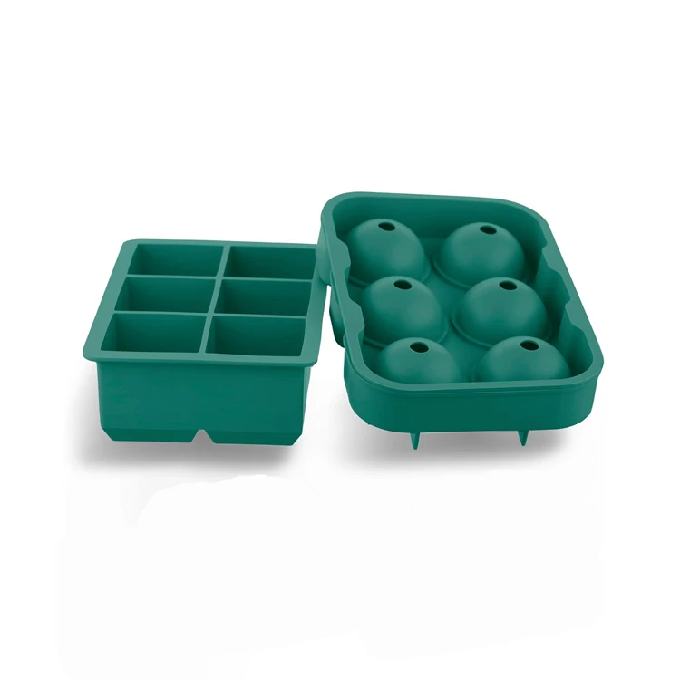 Custom 4 6 8 cavity ball square shaped large silicone sphere 2 pack ice cube trays for whiskey