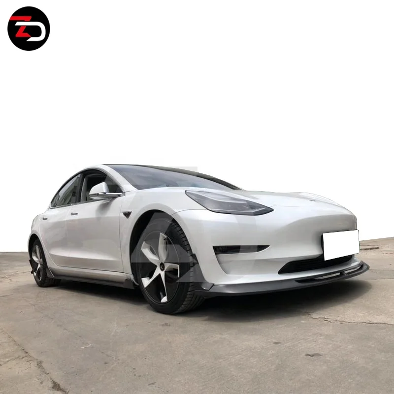 Good-Looking Carbon Fiber Front Chin Rear Diffuser rear wing Side Skirt Lips Body Kit For Model 3 Change To RT Style