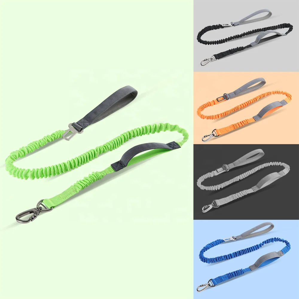 High Quality Elastic Dog Leash With Car Seatbelt Buckle Pet Leash With Handle For Medium Large Dogs Nylon Dog Leash