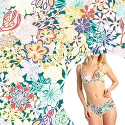 swimming cloth econyl elastane net embroidered fabric