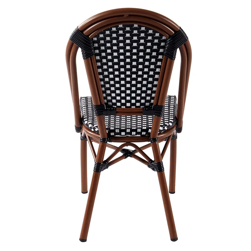 Black White French Style Modern Patio Restaurant Set Furniture Outdoor Cafe Bistro Rattan Chair