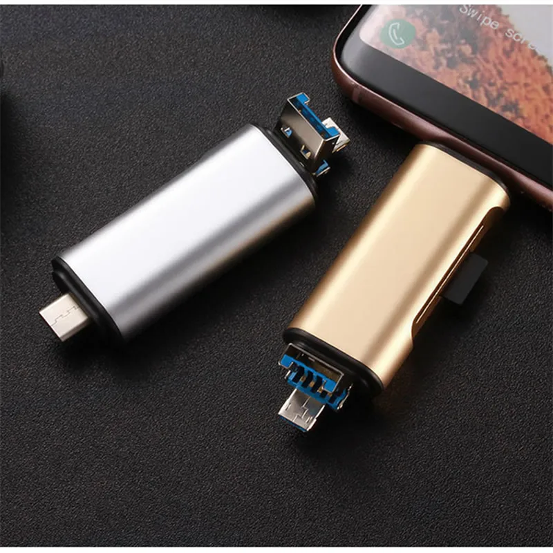
Aluminum 5 in 1 OTG For Android Phone, Transmission and Charging SD TF Card Reader 