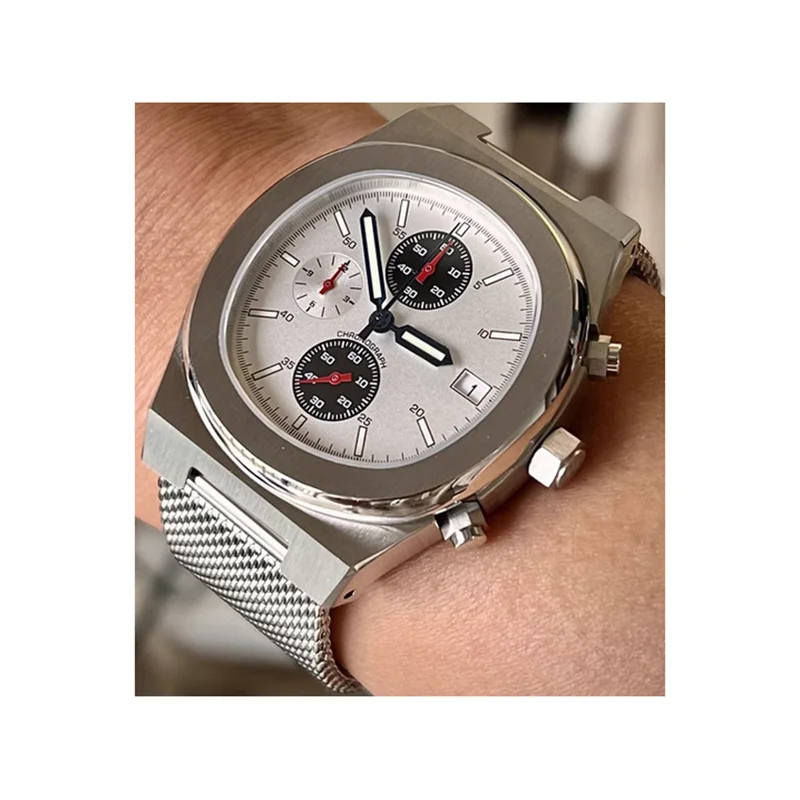 Full stainless steel calendar stopwatch Japan movement men leisure quartz wristwatch