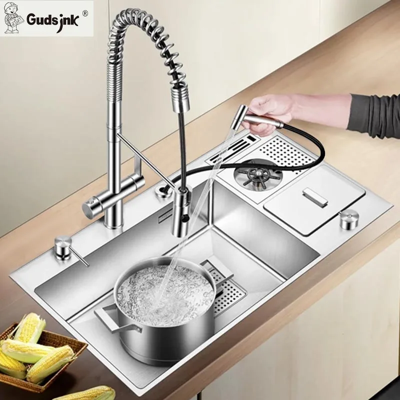 Gudsink High Quality Wholesale Multifunction Cup Rinser Basin Sink Kitchen Sink Bowl Handmade Kitchen Sinks Stainless Steel