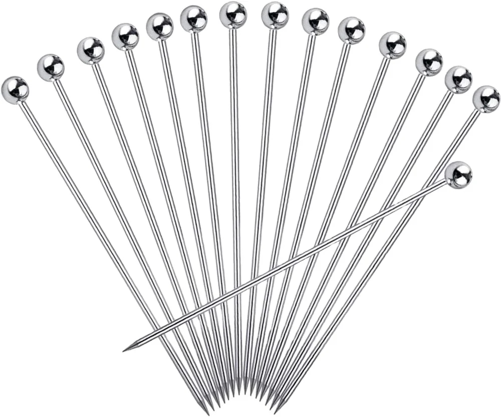 Stainless Steel Cocktail Picks for Drinks Fruit, Metal Martini eusable Cocktail Skewers for Olives Appetizers Fruit