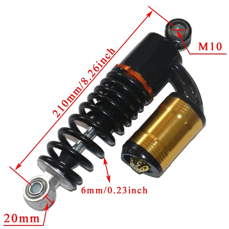 Decorative Airbag Rear Damping Spring 210mm Rear Shock Absorber for Citycoco Electric Bicycle Scooter
