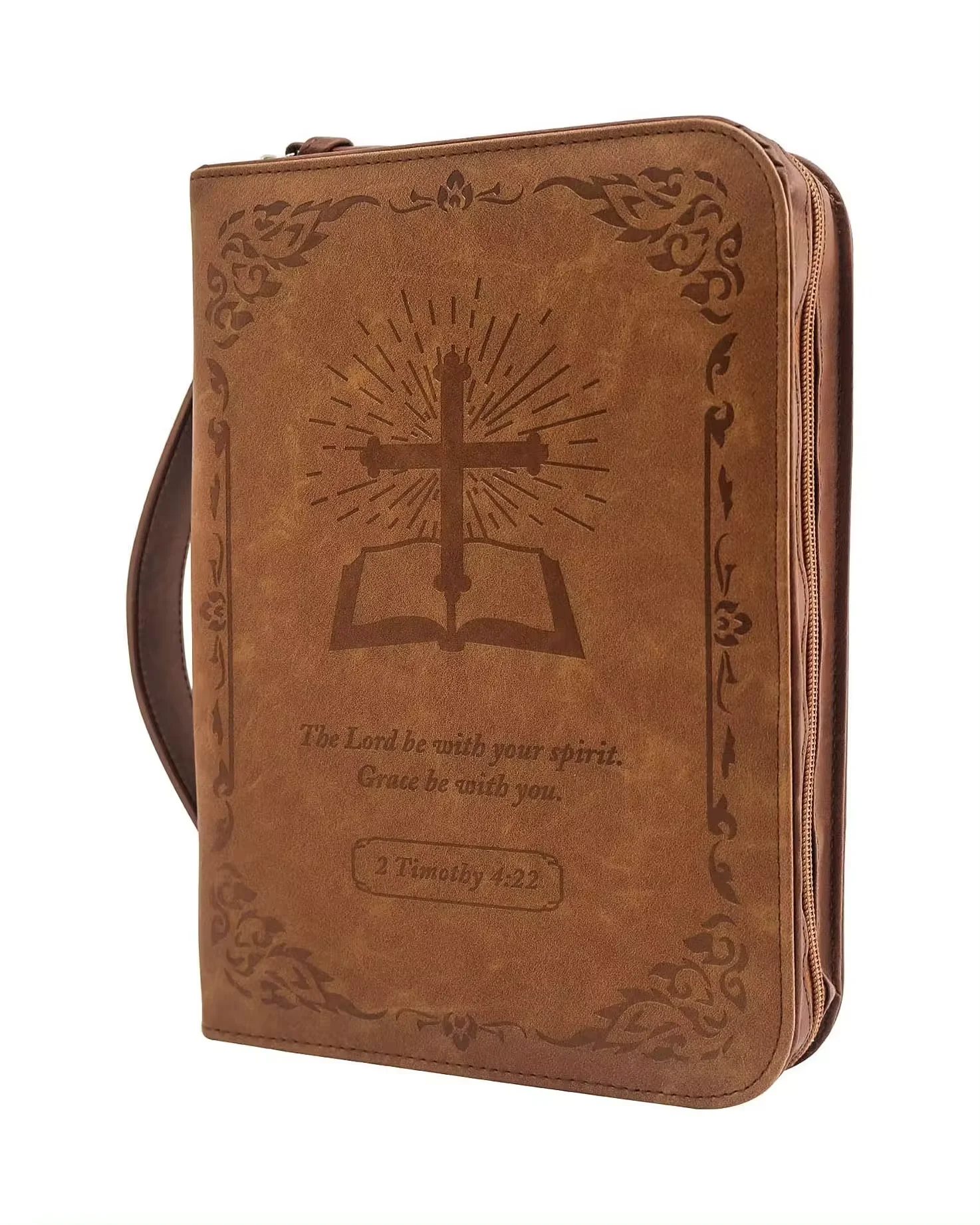 Custom High quality portable hard shell  PU  Leather  case for free pocket customized bible cover book case church bible bag