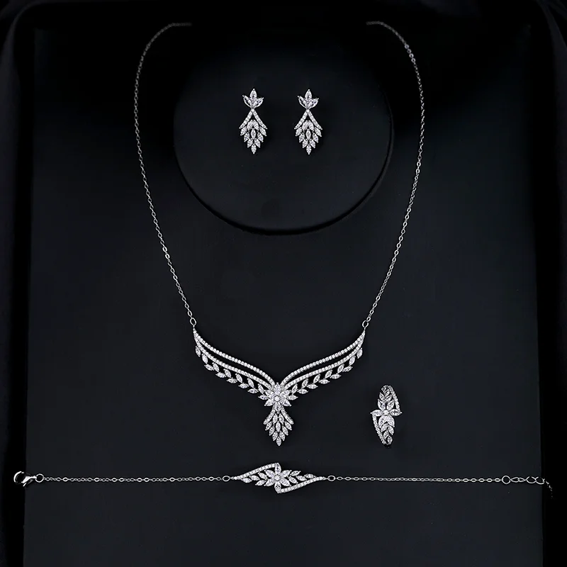 Luxury Delicate Shiny Cubic Zirconia Nigerian Style Jewelry Sets Dubai Gold Women Wedding Jewelry Sets