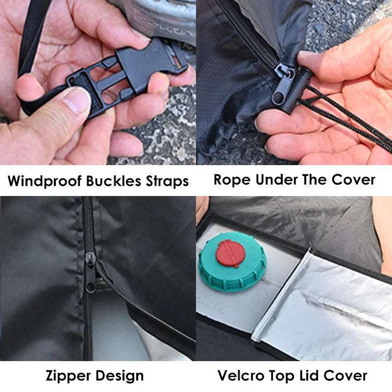 Heavy 1000l Outdoor 275 Gallon Rain Barrel 210D 420D Waterproof Water Tank Protective Cover IBC Water Tank Cover