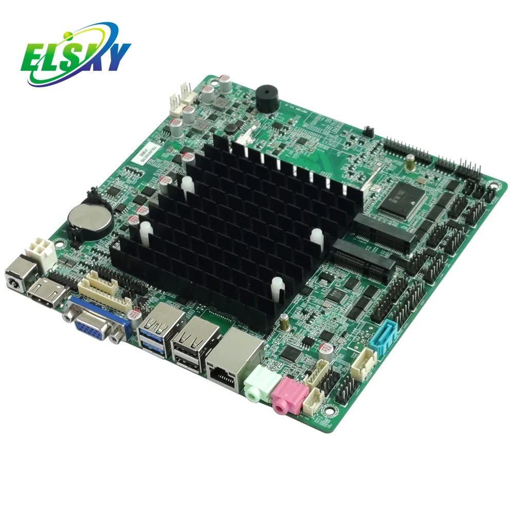 Hot Sale ELSKY Mini itx 170*170mm Dual LAN  thin client 6 COM 8 USB Fanless embedded J1900 LVDS VGA 1HDMI Motherboard Computer (62021143681)