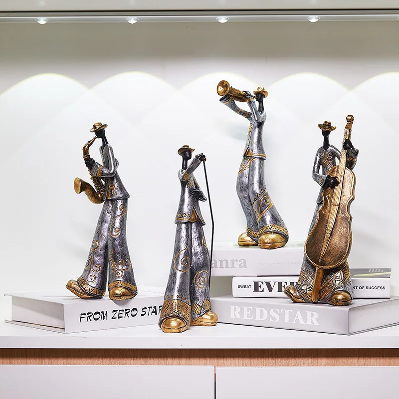 Creative Retro Band Group Music Figures Decoration Ornaments For Living Room Luxury Musical Resin Crafts