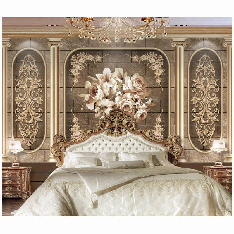 European Style Luxury Art Classic Flower Wall Mural Living Room Bedroom Tv Background Wallpaper Stickers