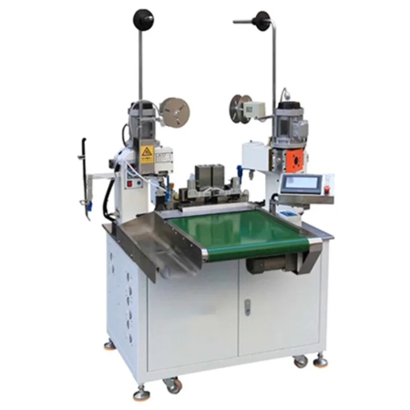 Automatic Two Head Tube Cable ID Number Tube Insert Machine Wire Cutting Stripping Terminal Crimping Machine