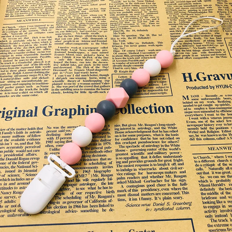 New Products Baby Bead Pacifier Clips, Silicone Bead Baby Pacifier Clip Holder, Silicone Pacifier Chain teething