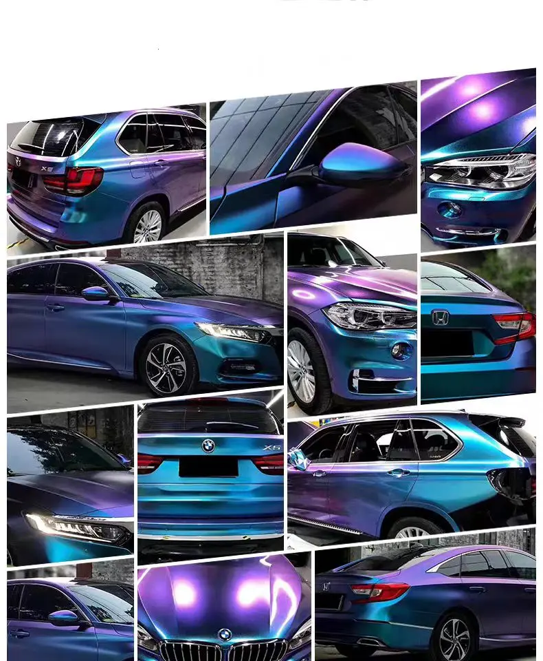 Premium Glossy Chameleon Diamond Glitter Purple Red Vinyl Film Automobiles Car Wrap Foil Sticker Decal Air Release