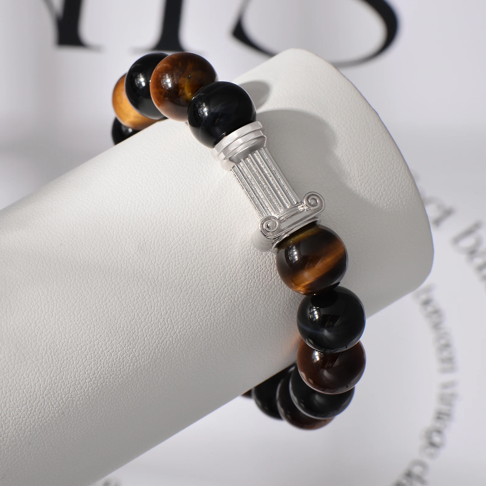 Natural Tigers Eye Stones Beads Crystal Custom 925 Sterling Silver Charms Vintage Jewelry Fashion Beaded Bracelets For Men Women