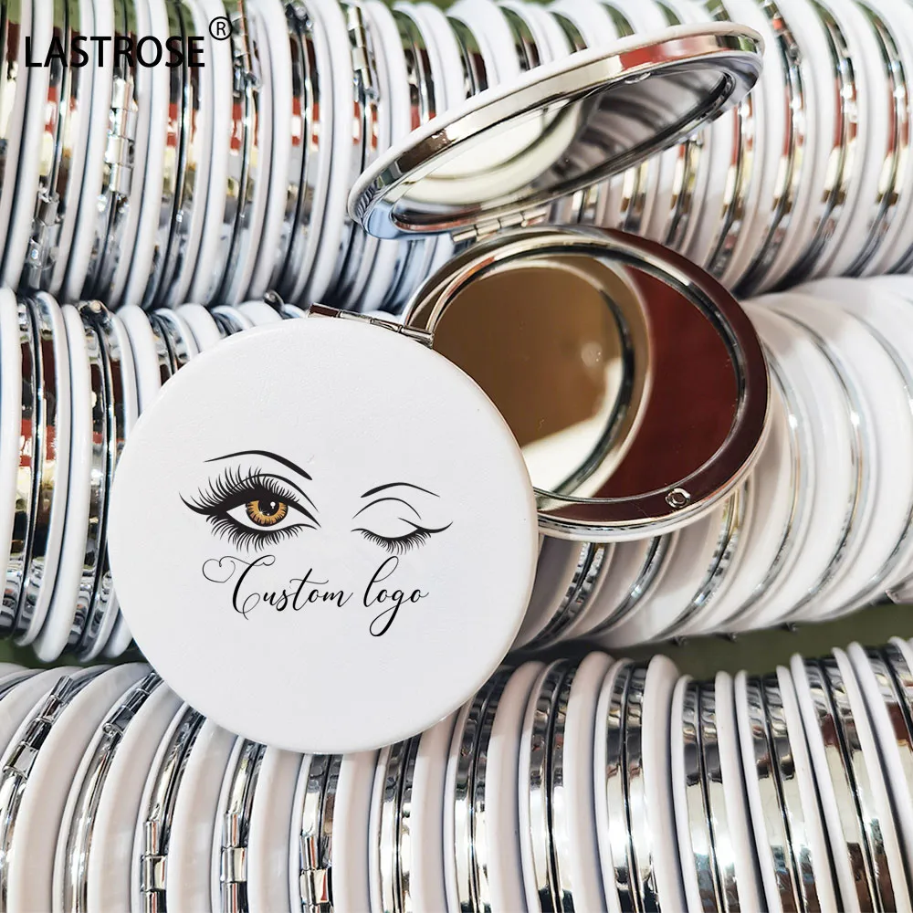 Wholesale pink heart compact mirror pu leather mini pocket makeup mirrors private label metal cosmetic mirror