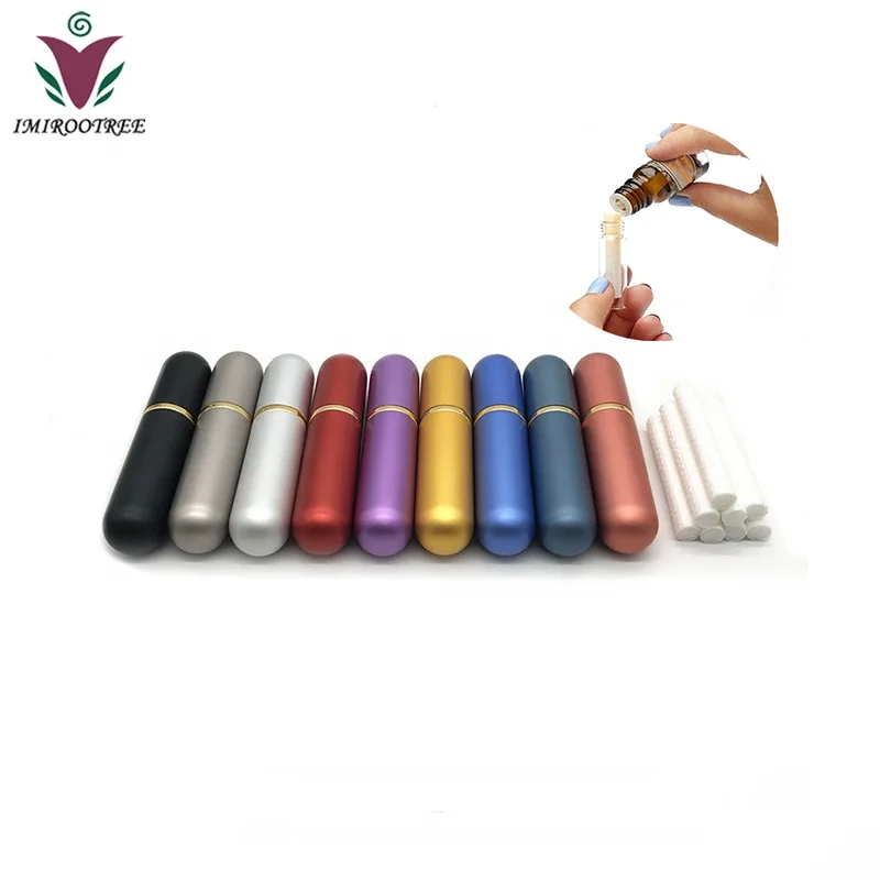 
IMIROOTREE Aluminum Nasal Inhaler Refillable DIY Inhaler Tubes With Cotton Wicks 