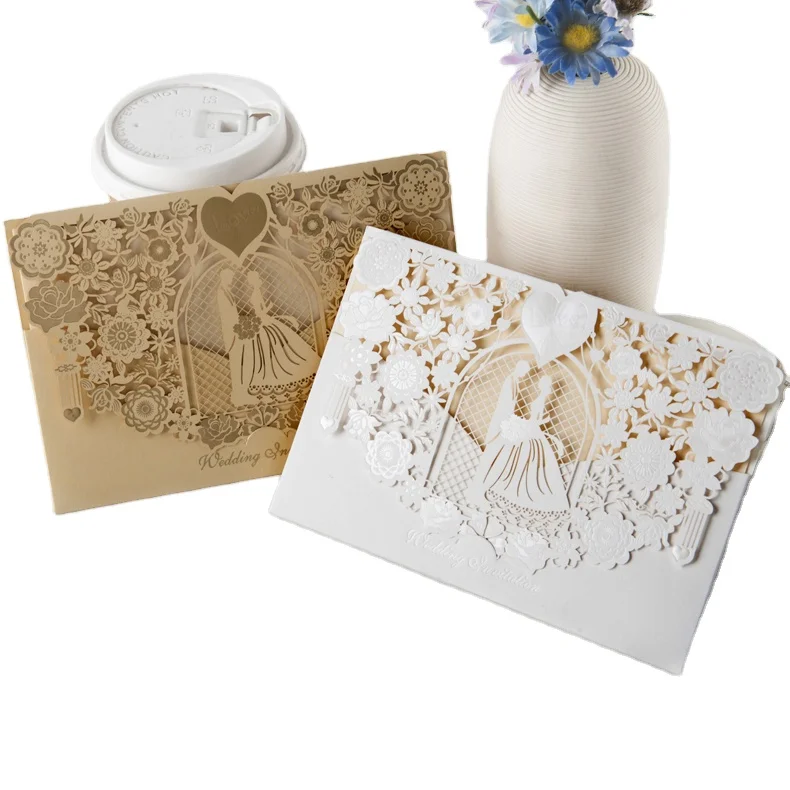 Хит продаж свадебные приглашения с лазерной резкой пригласительные открытки