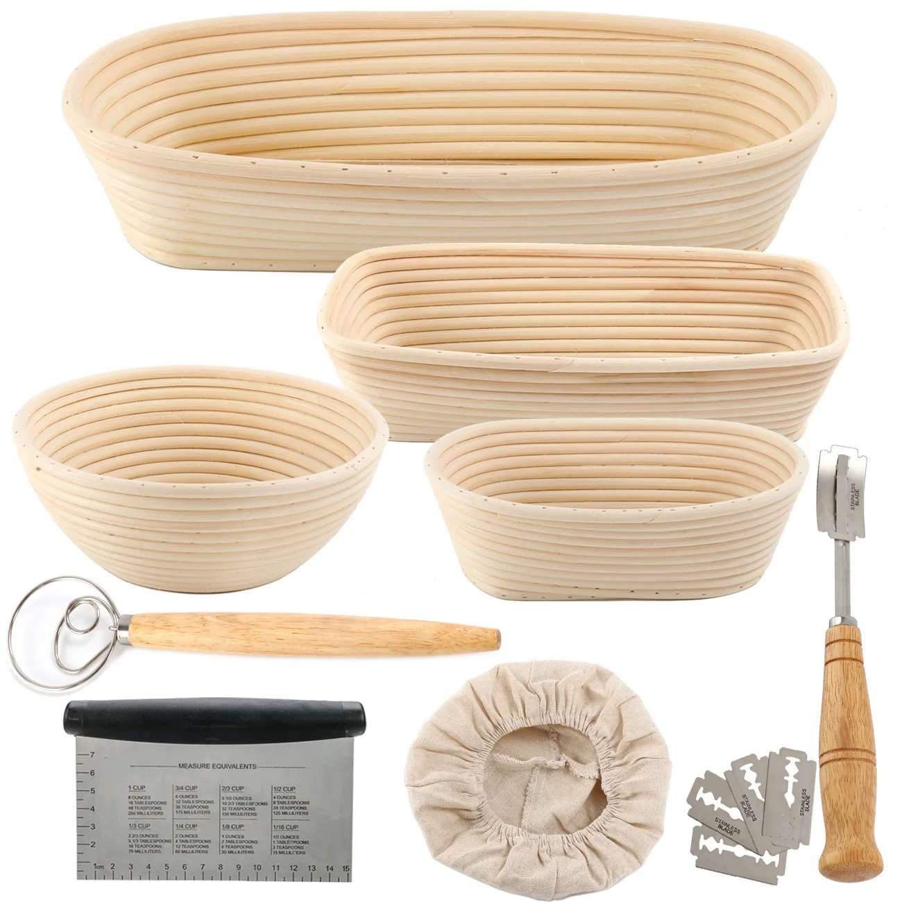Wholesale Round Bread Proofing Basket Sourdough Bannetons Bread Baking Molds Bakery Tools Dought Scraper