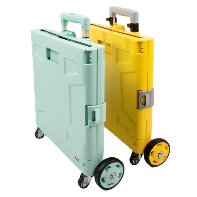 Folding utility cart grocery shopping cart rolling portable shopping cart with 4 rotating wheels mobile luggage travel