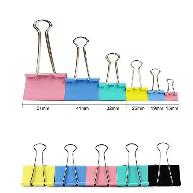 Custom Logo Paper Binder Clips Stationery Metal Colorful Binder Clips For Home School Office
