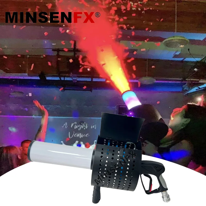 MINSENFX metal cannon cryo confetti jet hand light dj equipment stage effect machine smoke LED co2 gun