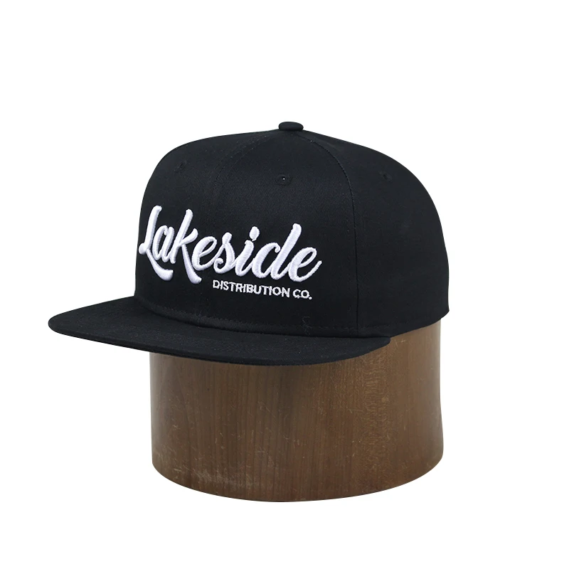 Custom 100% Cotton Snapback/6 Panel 3D Embroidery Logo Flat Brim Snapback Hats