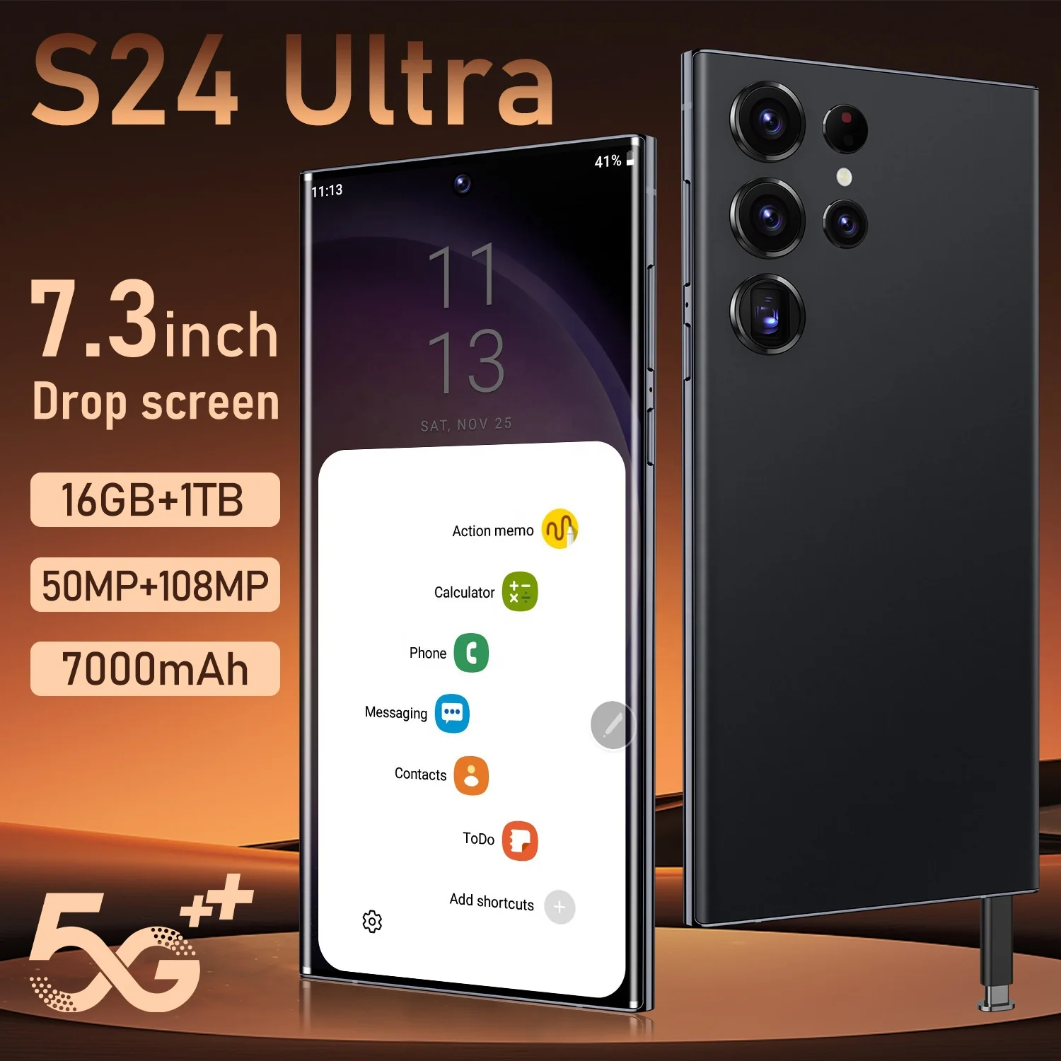 Оригинальный мобильный телефон S24 Ultra 16GB + 1TB смартфон 7 дюймов Android 13 разблокированные Двойные карты 5G телефоны мобильные