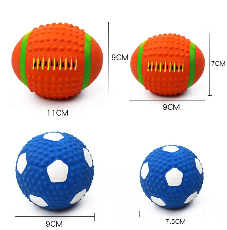 Wholesale Pet Interactive Movement Dog Toys Football Rugby Volleyball Durable Interactive Squeaky Latex Pet Dog Chew Toys Ball