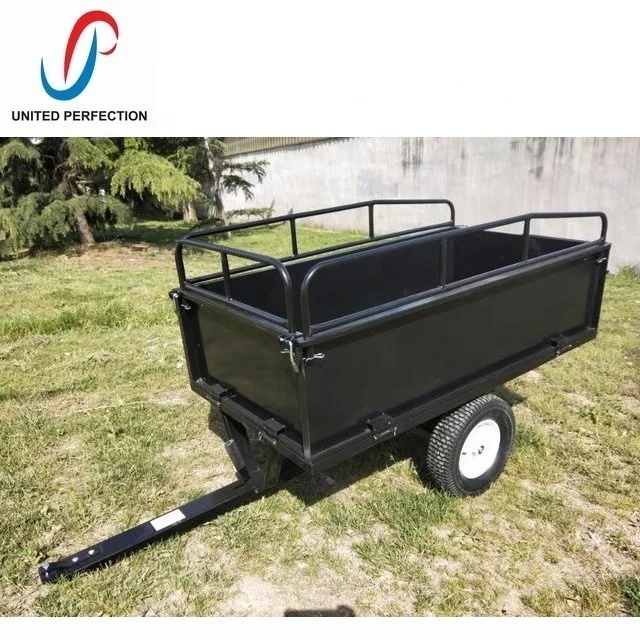 500KG 17 CUFT flat bed good price heavy load ATV/UTV garden STEEL trailer dumping garden trailer buy garden trailer