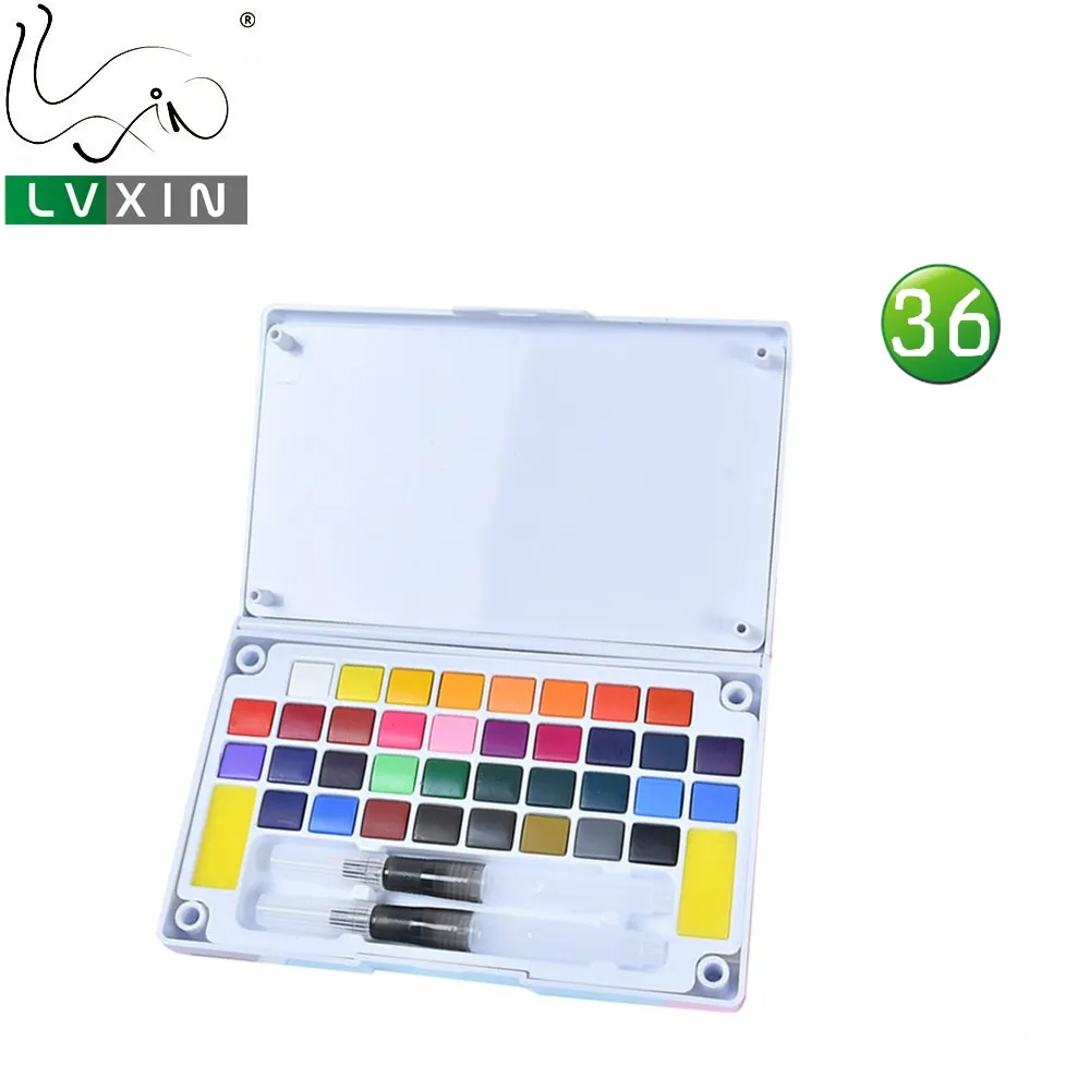 2019 Factory 12/24/36 Solid Watercolor Paint Set With Water Brush Pen for Artists