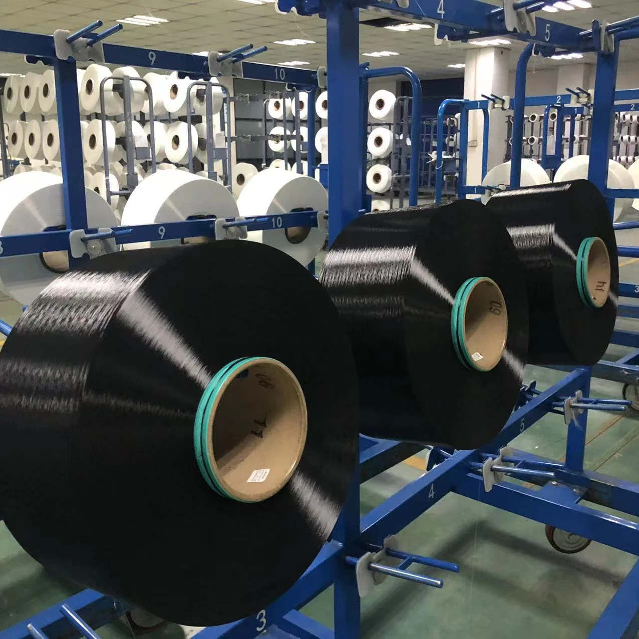 Заводская распродажа, черная пряжа из полиэстера DDB FDY dope, класс АА, 50/24, 75/36, 150/48, 250/96, 300/96