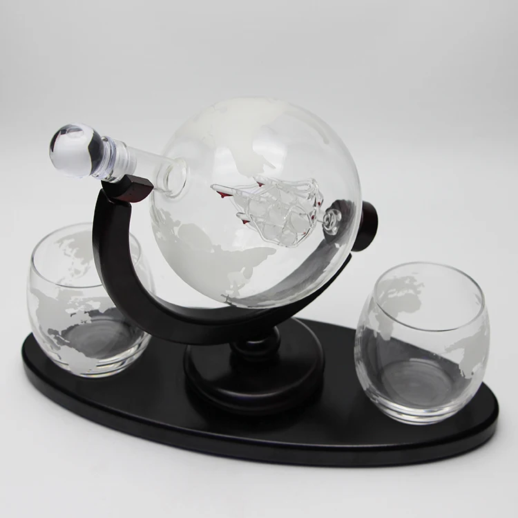 Customize 1000ml sailboat Red wine Glass wine Decanters Set with Stand