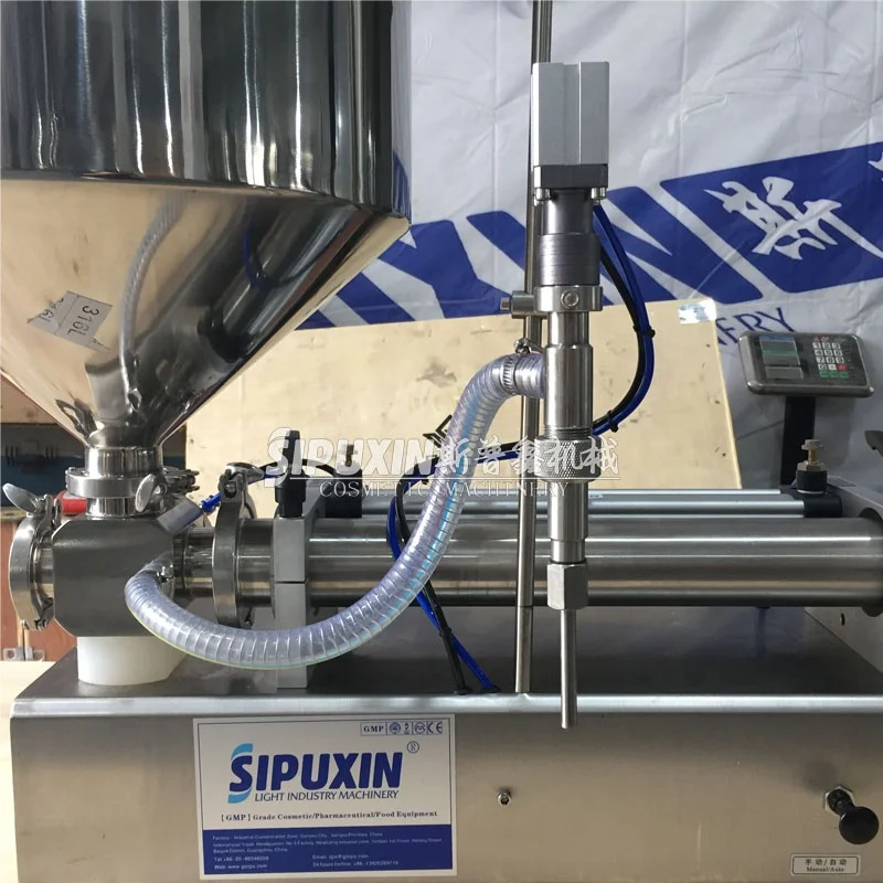 New Design semi-auto two nozzles horizontal Paste filling machine( with hopper)