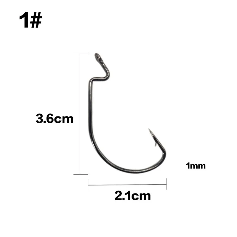  10pcs/lot Fishing Hook Set Carbon Steel Wide Crank Offset Fishhook for Soft Worm Lure Barbed carp Hooks