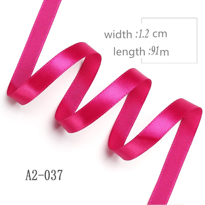 Homesun Promotion 100 Yards one Roll 1.2cm Silk Satin Ribbons for Crafts Bow Handmade Gift Wrap Party Wedding Decorative