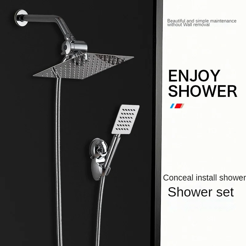 Luxury Bathroom Shower System Overhead Shower Set Bathroom Rain Showers Mixer Set Top Spray with 3 Modes Hand Showerhead Black