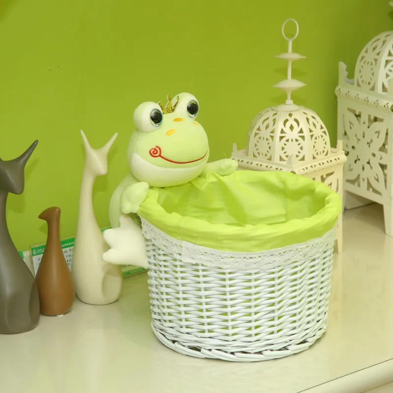 High quality lovely wicker storage basket willow laundry basket  bedside storage basket for children room