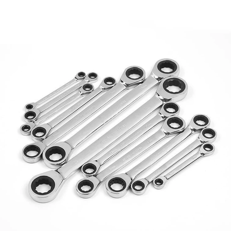 72 tooth double offset ring box end ratchet plum wrench spanner set
